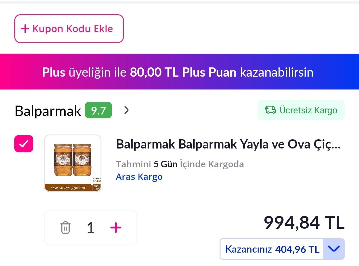 Balparmak Yayla ve Ova Çiçek Balı 850gr x 2 adet