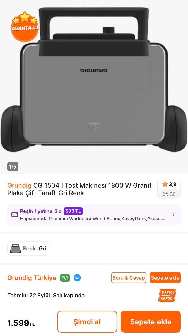 Grundig CG 1504 I Inox 1800 W Tost Makinesi