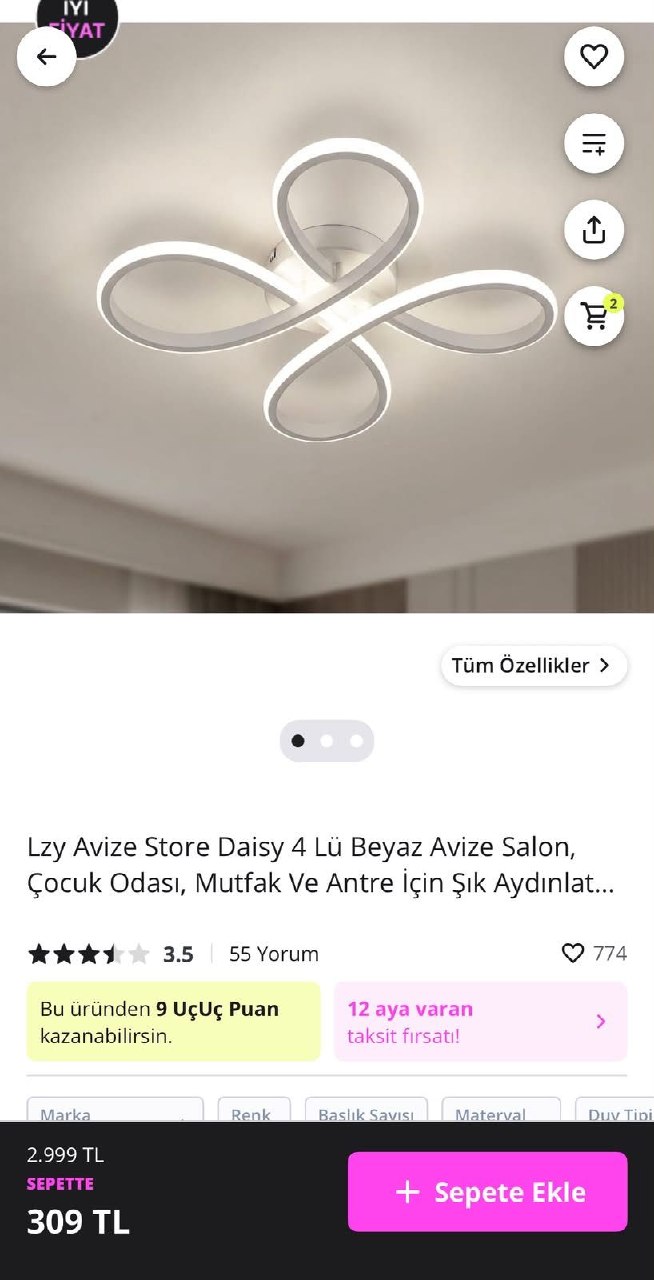 Lzy Avize Store Daisy 4 Lü Beyaz Avize