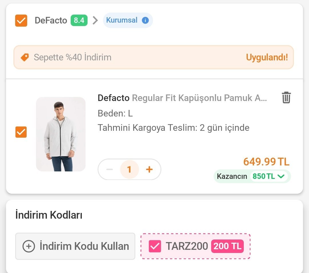 Defacto Baharlık Mont TARZ200 Kodu ve Mağaza Takip ile 649 TL ye Düşüyor