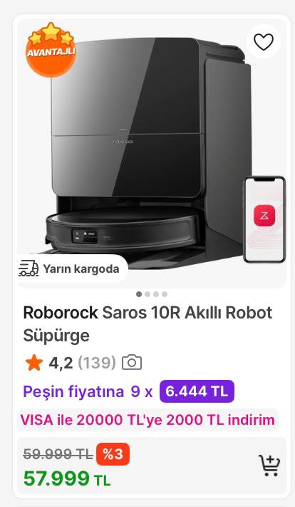 Roborock Saros 10R Çöp İstasyonlu Akıllı Robot Süpürge