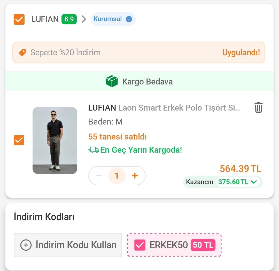 Lufian Polo Yakalar ERKEK50 Kodu ile 564 TL ye Düşüyor